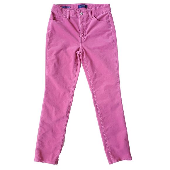 Talbots High Waist Straight Leg Velveteen Pants 2P Pink Velvet Stretch 5 Pocket - Picture 1 of 12